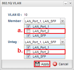 a screenshot of Vigor3900 LAN 802.1Q VLAN settings